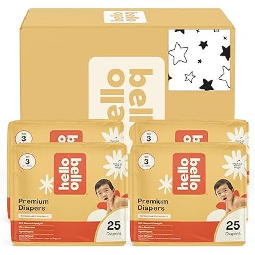 Hello Bello Diapers, Size 3 (14-24 lbs) Superstars - 100 Count Value Pack of Premium Disposable Baby Diapers, Hypoallergenic with Soft, Cloth-Like Feel
