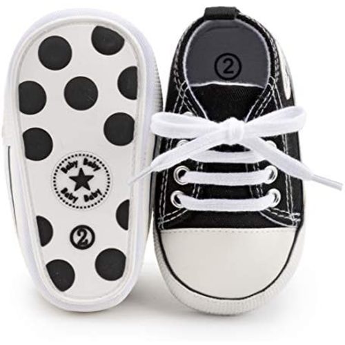 KIDSUN Unisex Baby Boys Girls High Top Sneaker Soft Anti-Slip Sole Newborn Infant First Walkers Canvas Denim Shoes