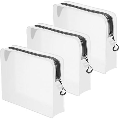 Qbily Clear Leak Proof Travel Bags for Toiletries 3 Pack, Super Soft BPA Free Waterproof Clear Cosmetic Toiletry Bags for Traveling, TSA Approved Toiletry Bag Makeup Bag With Zipper