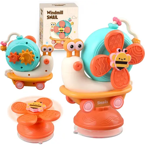 Baby Suction Cup Spinner Toys - Toddler Sensory Montessori Educational Fine Motor Skills Toys Learning Activities - Gifts for 6 9 12 18 Month Age 1 2 3 One Two Year Old Boys Girls Infant Bath Toys