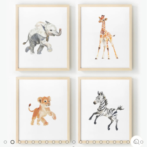 Keepsake Kingdom Watercolor Safari Animals Set of 4 – Safari Baby Room Decor – The Crown Prints