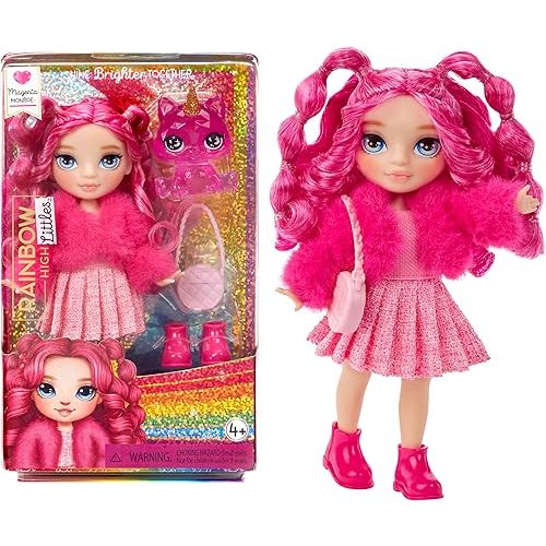 Rainbow High Littles – Magenta Monroe, Pink 5.5" Posable Small Doll with Purse, Magical Pet Kitty, Girls Toy Gift, Kids Ages 4-12 Years