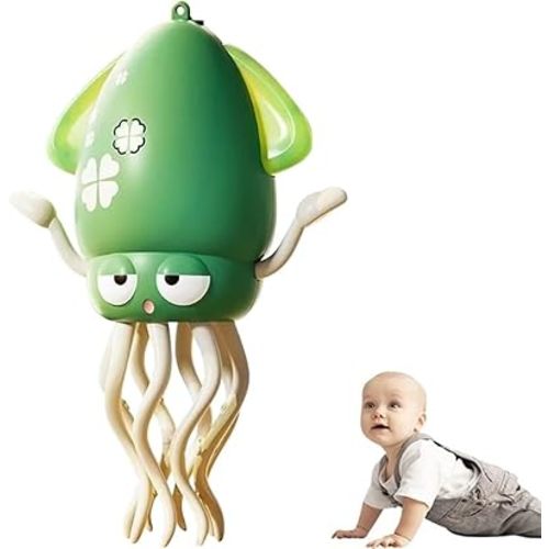 Electric Crawling Octopus Toy,Crawling Dancing Automatic Obstacle Avoidance Octopus Sensor Toy,Smart Interactive Auto-Wiggling Robotics for Indoor Play and Sensory Development(Green)