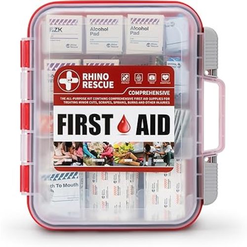 RHINO RESCUE 371 Pieces OSHA All-Purpose First Aid Kit, 100-Person Home & Office Professional Medical Supplies, Ideal for Emergency, School, Business