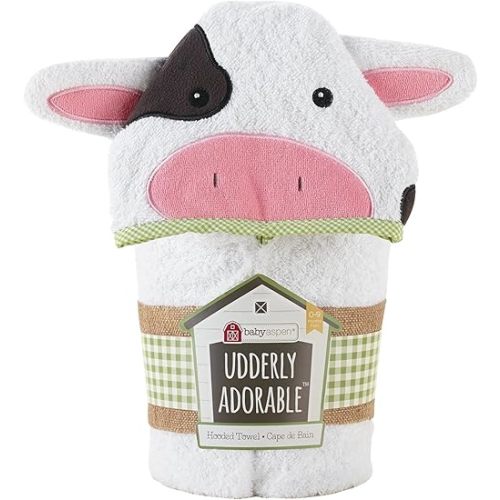Baby Aspen "Utterly Adorable Cow Hooded Towel/Baby Robe, 0-9 Months
