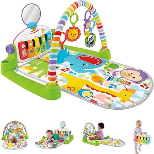 Fisher-Price Baby Playmat Deluxe Kick & Play Piano Gym with Musical Toy Lights & Smart Stages Learning Content for Newborn To Toddler - Green