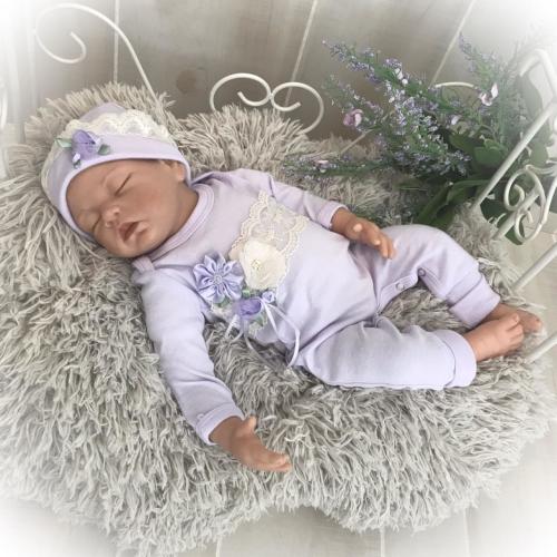 Newborn Girl Lavender Romper: Lace Floral Baby Coming Home Outfit