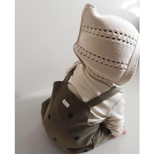 Organic Cotton Knit Baby Hat Girls boy Weather Knitted Hollow Handmade Kids elf hat