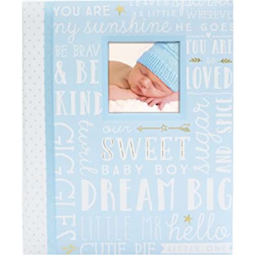 Lil Peach First 5 Years Dream Big Wordplay Baby Memory Book, Baby Keepsake Journal, Gift For New And Exxpecting Parents, 46 Fill In Pages, Blue 1 Count (Pack of 1)