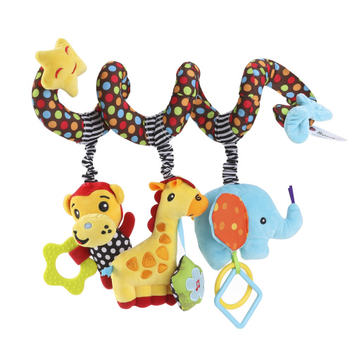 Oahisha Baby Car Seat Toys, Hanging Activity Spiral Plush Stroller Toys Monkey Elephant for boy or Girl