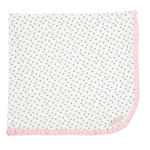 Baby Buggy Blanket - Port Royal Rosebud with Palm Beach Pink
