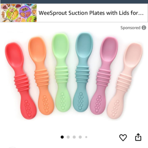 PrimaStella Silicone Chew Spoon Set for Babies and Toddlers | Safety Tested | BPA Free | Microwave, Dishwasher and Freezer Safe
