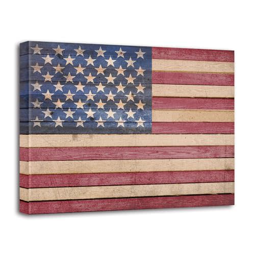 Berlun American Flag Wall Decor - Vintage Patriotic Canvas Wall Art for Home, Office, or Outdoor - USA Flag Wall Hanging for Independence Day, 4th of July, Memorial Day -AL-11 