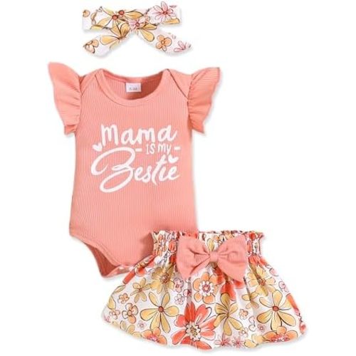Newborn Infant Clothes Baby Girl Dress Summer Toddler Outfit Cute Girl Romper Skirt Set+Headband