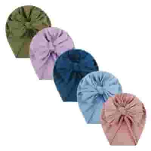 Toddler Kids Baby Girls Solid Bow Knotted Hat Beanie Headwear Accessories 5Pcs Hat Accessories