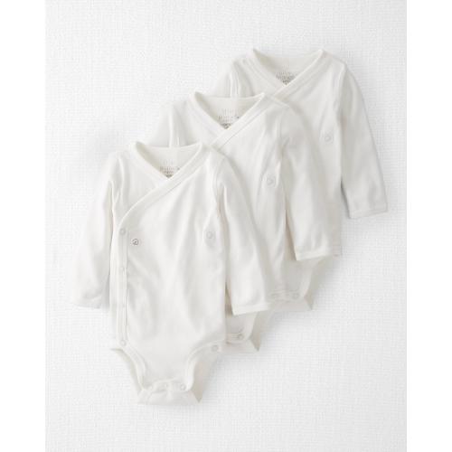 Carter's Little Planet Baby 3-Pack Organic Cotton Rib Wrap Bodysuits - 6M - Style,White