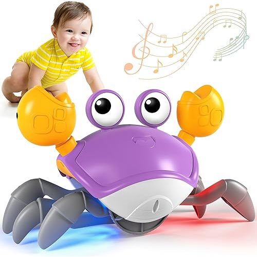 Crawling Crab Toy, Infant Tummy Time Baby Toys, Fun Interactive Dancing Walking Moving Toy Babies Sensory Induction Crabs with Music, Baby Toys 0-6 to 12-18 Months Boys Girls Toddler Birthday Gift