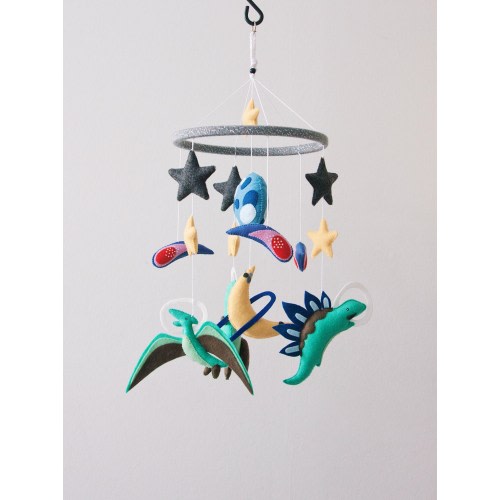 Dinosaurs mobile/ Dinosaurs in space for nursery/Baby mobile with dinosaurs for baby nursery/ nursery decor/