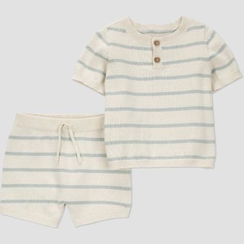 Carter's Just One You®️ Baby Boys' Striped Short Sleeve Top & Bottom Set - Green 6m