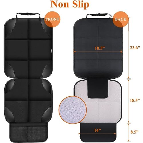 Meolsaek Car Seat Protector for Child Car Seat, 600D Fabric Carseat Seat Protectors with Non-Slip Backing, Waterproof Seat Covers for Car with Thick Pad Back Seat Cover for Kids - Black-2pcs