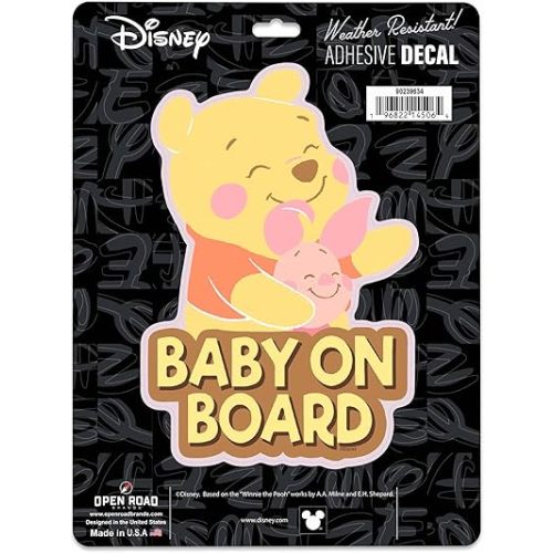 Disney Winnie The Pooh Baby on Board Adhesive Vinyl Decal - Adorable Pooh Car Sticker for Families with Baby on Board