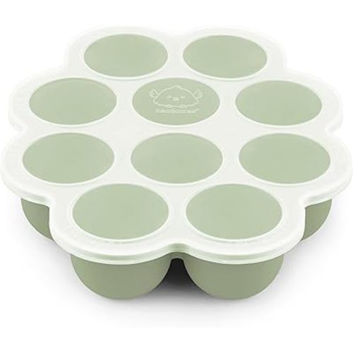 KeaBabies Silicone Baby Food Freezer Tray with Clip-on Lid, 2oz x 10 Pods Baby Food Freezer Molds, Breast Milk Freezer Tray, Dishwasher, Microwave, BPA-Free Baby Food Storage Tray (Sage)