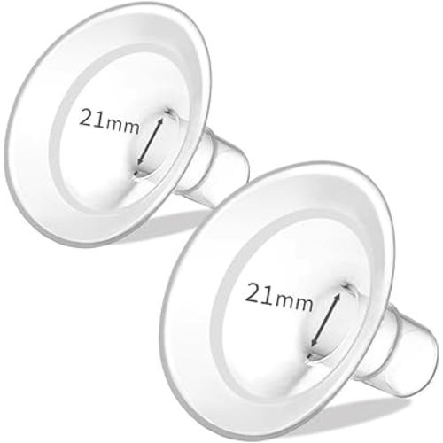 PumpMom 21mm Breast Pump Shields Flanges for Medela, Replace Flange Compatible with Medela Breast Pumps PersonalFit, Freestyle, Maxi, Freestyle Flex Connector