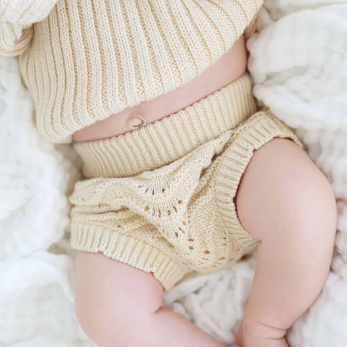 Knit Sweater & Lace Bloomer Set | Linen