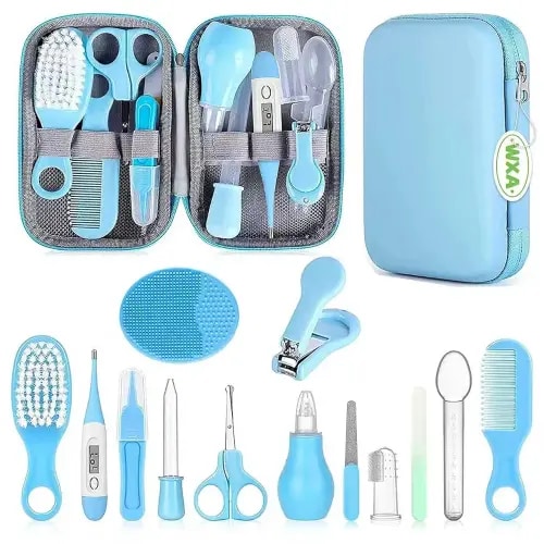 Baby Grooming Kit, Infant Safety Care Set with Hair Brush Comb Nail Clipper Nasal Aspirator,Baby Essentials Kit for Newborn Girls Boys