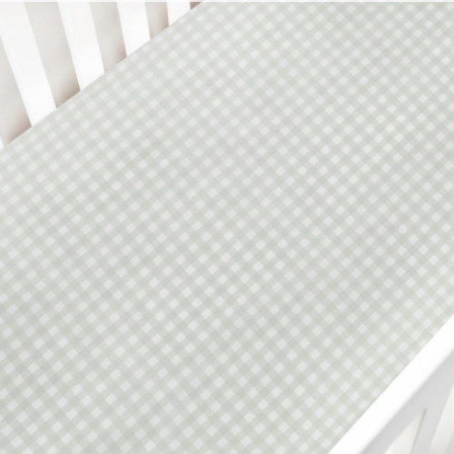 Picnic Gingham Crib Sheet - Green | Gooselings