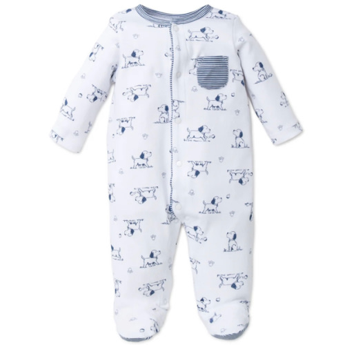 Puppy Toile Footed One-Piece And Hat