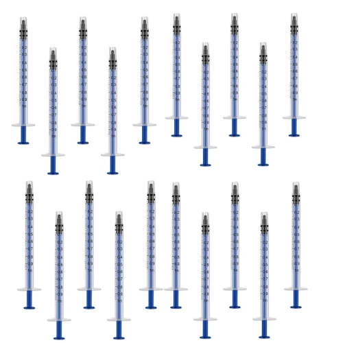 20 Pcs Syringe with Cap – 1mL No-Needle Syringe for Colostrum Collection & Liquid Measuring – Sterile PP Lab Syringes – Blue