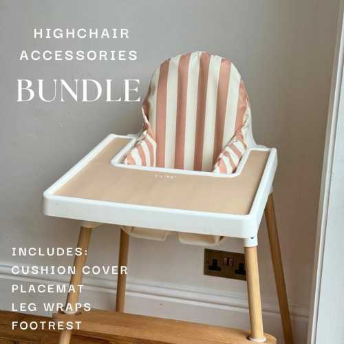 Full IKEA Highchair Set - Biscuit Striped print