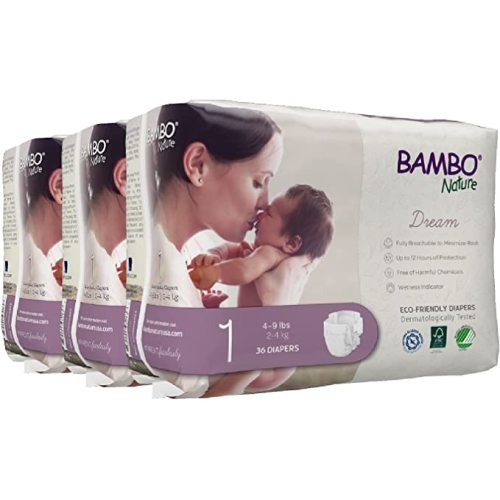 Bambo Nature Premium Baby Diapers (SIZES 0 TO 6 AVAILABLE), Size 1, 108 Count