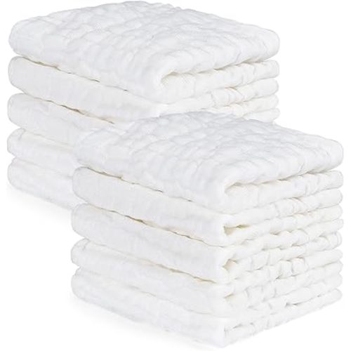 Accmor 10 Pack Baby Washcloths, Soft Face Cloths for Newborn, Natural Cotton Bath Face Towels Baby Wipes Burp Rag Wash Cloths