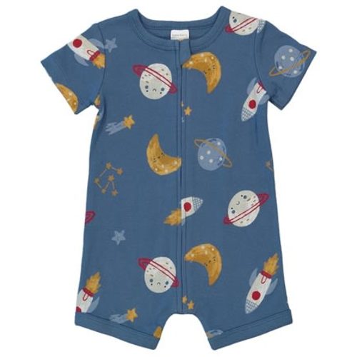 Medium Blue Baby Short Sleeve Zip Romper | Best&Less™ Online