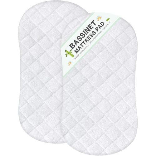 Bassinet Mattress Protector, Universal Fit for Halo Bassinest Swivel and Hourglass/Oval Bassinet Mattress, Ultra Soft Waterproof and Breathable, Viscose Made from Bamboo Surface, 2 Pack