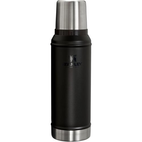 Stanley Classic Legendary Vacuum Bottle 1.0 qt | Wide Mouth with Leakproof Cup Lid | Keep Drinks Hot or Cold | Packable for Travel | Insulated Stainless Steel Thermal Bottle | BPA-Free | Black 2.0