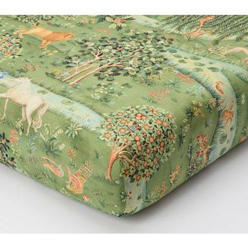 Organic Morris &amp; Co Owl &amp; Willow Crib Fitted Sheet ,Green Multi