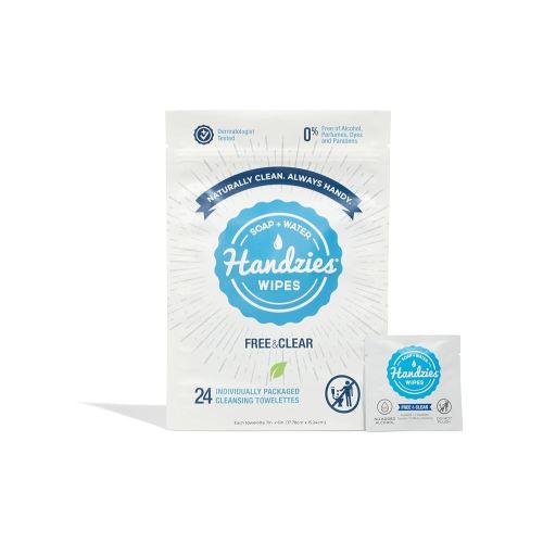 Natural Soap and Water Hand Wipes, Hypoallergenic, Free and Clear, Individually Packaged Singles (24)