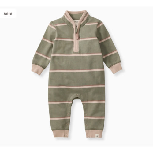 Holland Stripe Organic Baby Boy Jumpsuit - Tranquility
