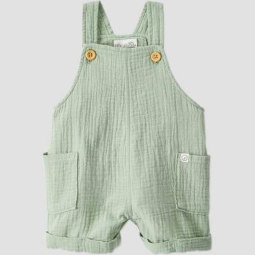 Little Planet by Carter's Organic Baby Gauze Shortalls - 9M: Sleeveless Romper, Front Pocket, Crotch Snap