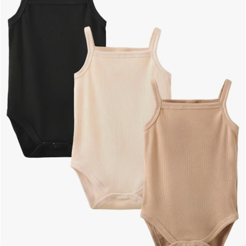 OPAWO Onsies for Baby Girls' Bodysuits 3 Pack Neutral Baby Clothes Spaghetti Strap & Long Sleeve Fall Baby Undershirt 0-2T