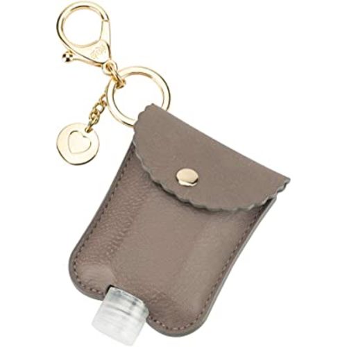 Itzy Ritzy Hand Sanitizer Holder; Fits 2-Ounce Bottles of Hand Sanitizer (Not Included); Clips to Diaper Bag, Purse or Travel Bag, Taupe