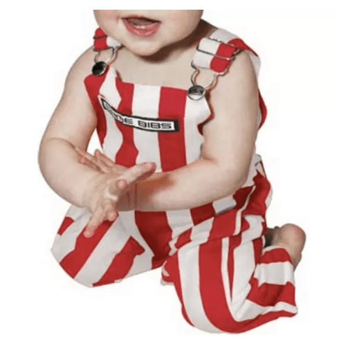 Game Bibs Baby Red & White Overall Bibs