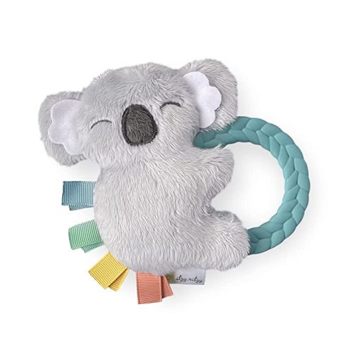 Itzy Ritzy - Ritzy Rattle Pal with Teether - Baby Teething Toy Features A Minky Plush Character, Gentle Rattle Sound & Soft Teether Toy for Newborn (Koala)