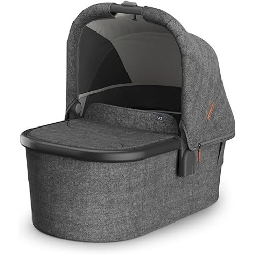 UPPAbaby Bassinet V3 - Compatible with Vista, Cruz, Ridge Strollers - Overnight Sleep Solution - Mattress, Sheet and Bug Shield Included - Greyson (Charcoal Mélange/Carbon Frame)