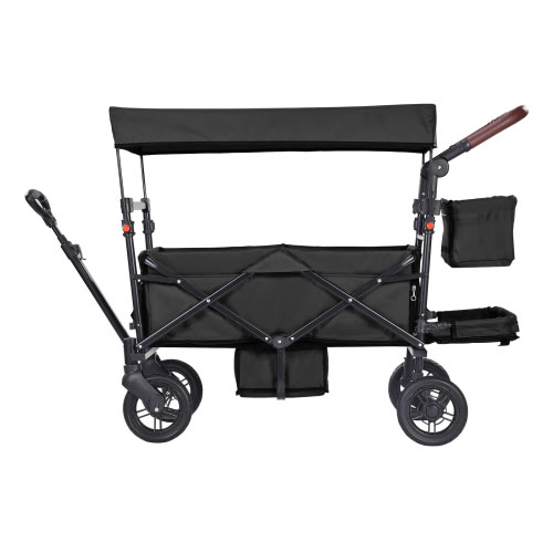 SKYSHALO Wagon Stroller for 2 kids, All-Terrain Stroller Wagon with Detachable Canopy, Parent Organizer, Adjustable Handlebar, Large Capacity Storage Bag, Black