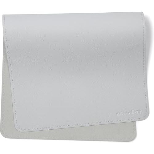Vegan Leather Baby Changing Mat - Multipurpose Portable Wipeable Diaper Pad - Foldable for Travel (16 x 30 in) (Blue)