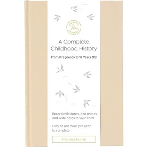 Promptly Journals, A Complete Childhood History: From Pregnancy to 18 Years Old (Sand, Tan, Linen) | Baby Book and Pregnancy Journal | Baby Memory Book